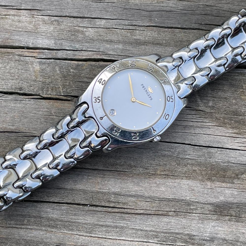Vintage PRYNGEPS Wristwatch Silver Tone Analog Date Indicator - Picture 3 of 16